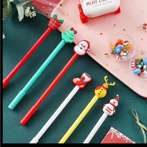 10pcs Christmas Themed Gel Pens, Unique Designs with Black Ink - Picture 6 of 8
